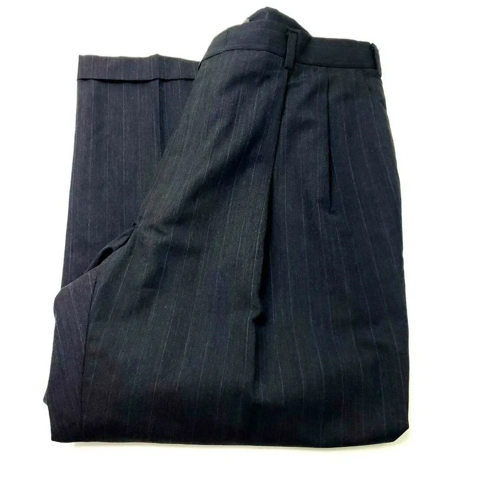 Hart Schaffner Marx Wool 2‎ Button 2 Piece Suit 44R Gray Striped 36/27 Pleated